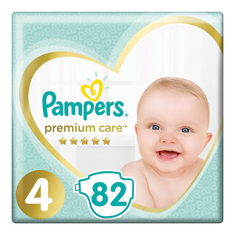 Подгузники 82 шт. PAMPERS (Памперс) Premium Care, размер 4 (9-14 кг), 1210801, 605873