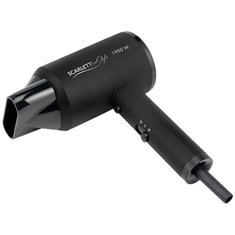 Фен SCARLETT SC-HD70I37, 1900 Вт, 2 скорости, 3 температурных режима, ионизация, черный, 457204