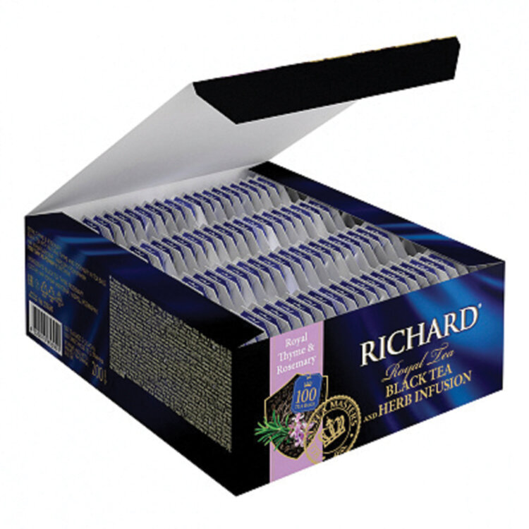 Чай RICHARD "Royal Thyme & Rosemary" черный с чабрецом и розмарином, 100 пакетиков по 2 г, 100647, 622173