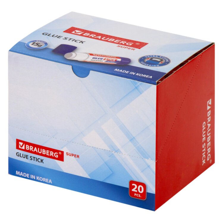 Клей-карандаш BRAUBERG SUPER, 15 г, ЮЖНАЯ КОРЕЯ, 229541, 229541