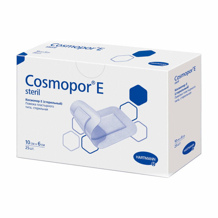 Пластырь-повязка COSMOPOR E STERIL, комплект 25 шт., нетканая основа, 10х6 см, 901009, 630933