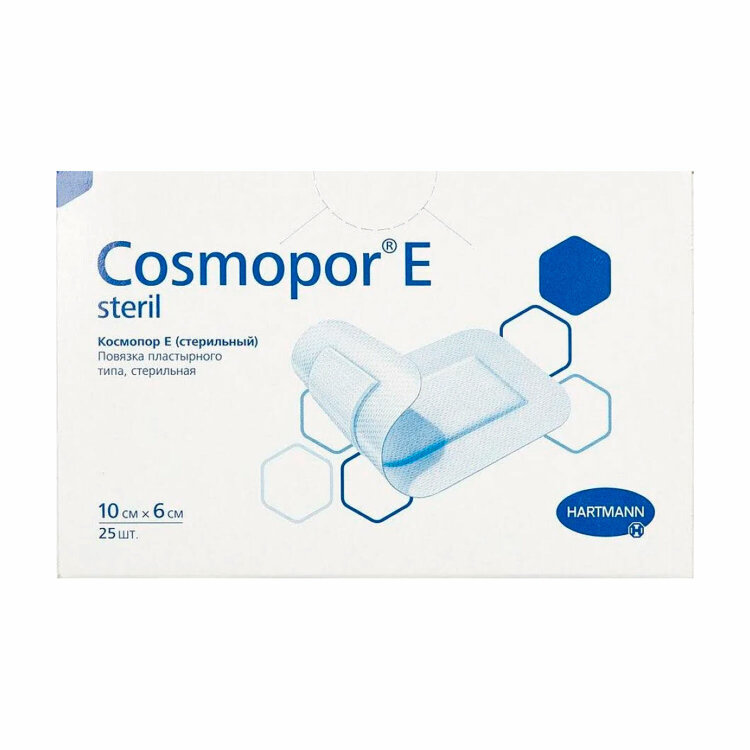 Пластырь-повязка COSMOPOR E STERIL, комплект 25 шт., нетканая основа, 10х6 см, 901009, 630933