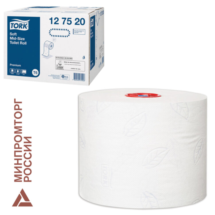 Бумага туалетная 90 м, Tellus/TORK (Система Т6) PREMIUM, КОМПЛЕКТ 27 рулонов, 2-слойная, белая, 127520/127521, 127837