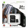 Карта памяти microSDXC 64 GB KINGSTON Canvas Select Plus, UHS-I U1, 100 Мб/с (class 10), адаптер, SDCS2/64GB, 513487