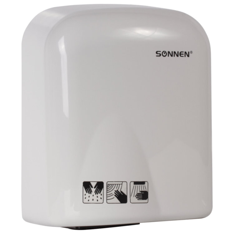 Сушилка для рук SONNEN HD-165, 1650 Вт, пластиковый корпус, белая, 604191, 604191