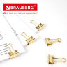 Зажимы для бумаг BRAUBERG EXTRA, КОМПЛЕКТ 12 шт., 19 мм, на 60 л., золотистые, европодвес, 229586, 229586