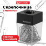 Скрепочница магнитная BRAUBERG со 100 никелированными скрепками 28 мм, прозрачный корпус, 228400, 228400