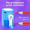 Точилка механическая BRAUBERG KIDS, для простых и цветных карандашей, корпус голубой, крепление к столу, 272005, 272005