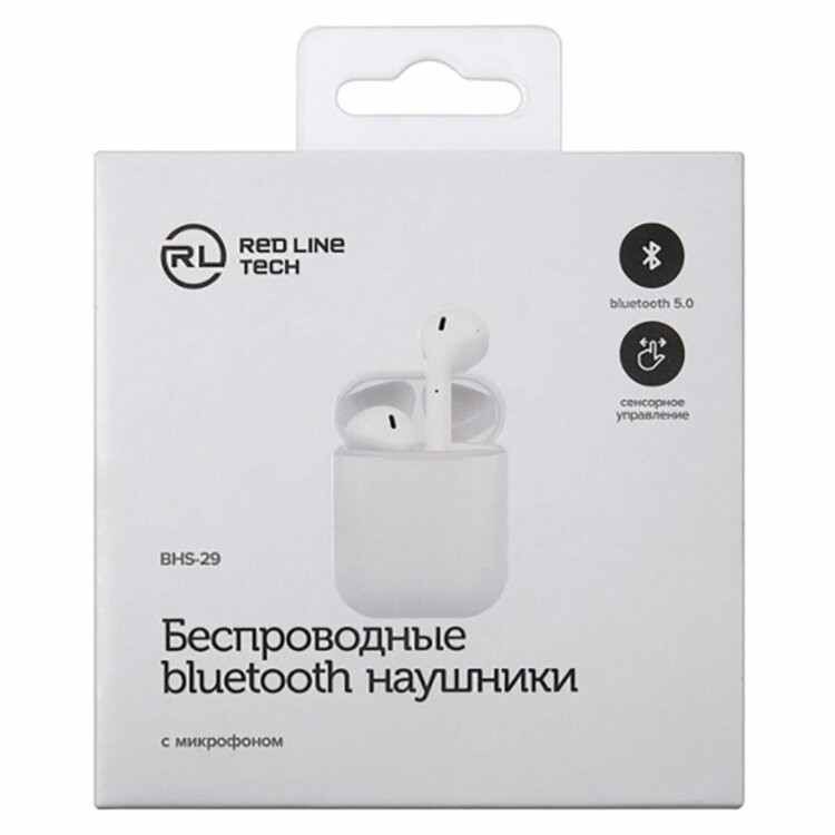 Наушники с микрофоном (гарнитура) RED LINE BHS - 29, Bluetooth, беспроводные, белые, УТ000023018, 513626