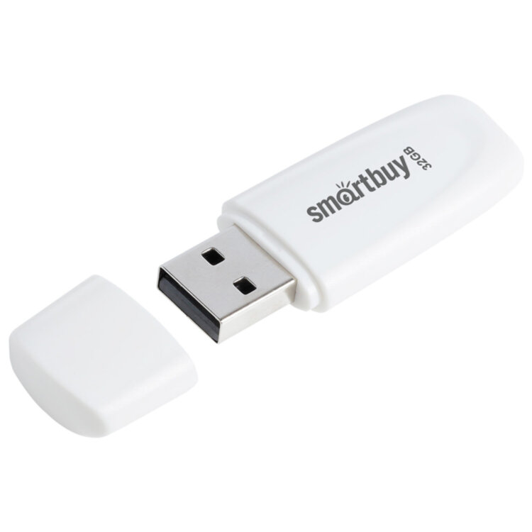 Флеш-диск 32 GB SMARTBUY Scout USB 2.0, белый, SB032GB2SCW, 513769