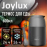 Термос 0,6 л для еды/напитков с широким горлом, JOYLUX (ДЖОЙЛЮКС) LUNCH, нержавеющая сталь SUS304, ложка-вилка, 700326, 700326