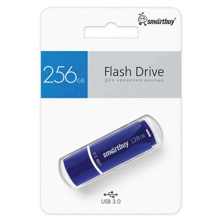 Флеш-диск 128 GB, SMARTBUY Crown, USB 3.0, синий, SB128GBCRW-Bl, 512791