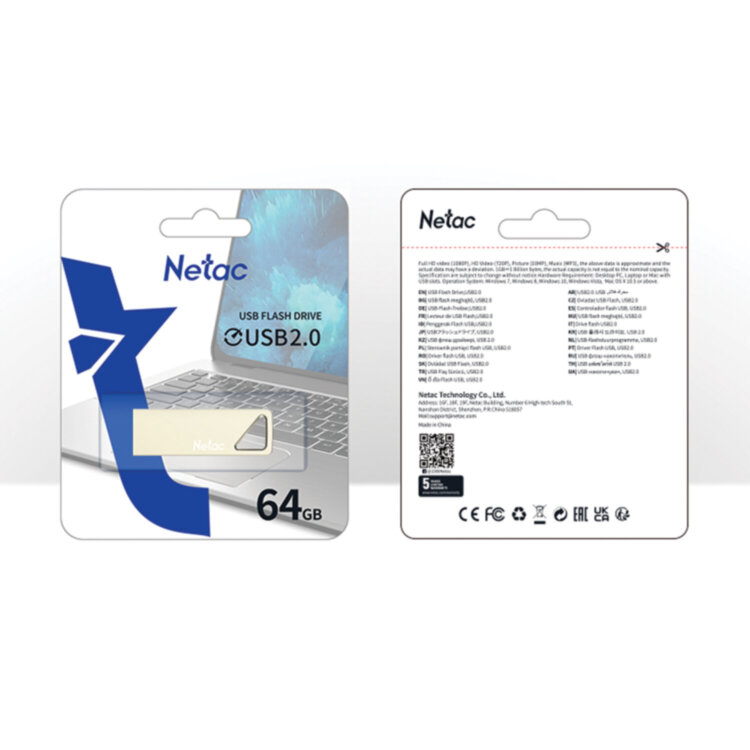 Флеш-диск 64 GB NETAC U326, USB 2.0, металлический корпус, серебристый, NT03U326N-064G-20PN, 513712