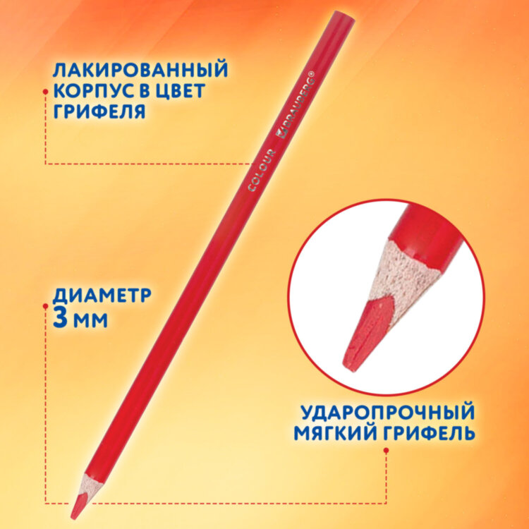 Карандаши цветные BRAUBERG PREMIUM 12 цветов + 1 чернографитный карандаш, трехгранные, грифель 3 мм, 181936, 181936