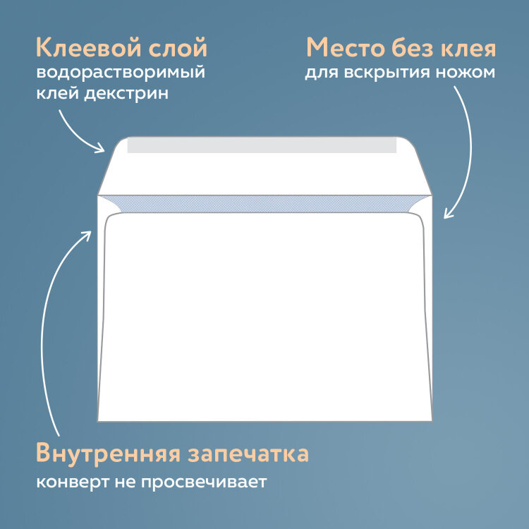 Конверты С5 (162х229 мм) клей, "Куда-Кому", 80 г/м2, КОМПЛЕКТ 50 шт., клапан автомат, внутренняя запечатка, 251.50, 124199
