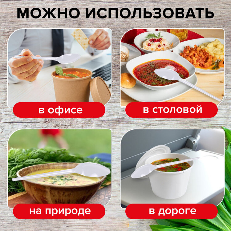 Ложка столовая одноразовая пластиковая 165 мм, белая, КОМПЛЕКТ 100 шт., СТАНДАРТ, LAIMA, 603079, 603079