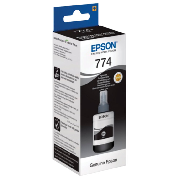 Чернила EPSON 774 (T7741) для СНПЧ Epson M100/M105/M200, черные, ОРИГИНАЛЬНЫЕ, C13T77414A, 361244