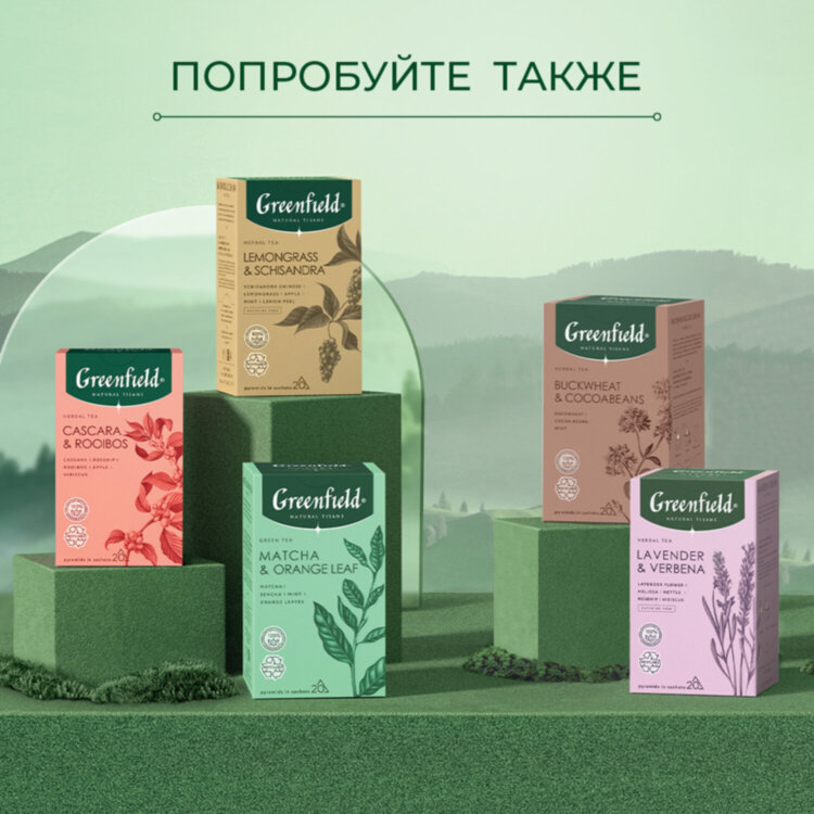 Чай GREENFIELD Natural Tisane "Double Mint" травяной, 20 пирамидок по 1,8 г, 1758-08, 623252