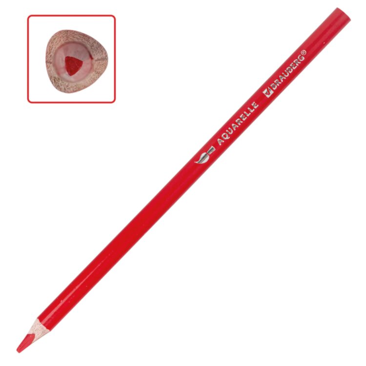 Карандаши цветные акварельные BRAUBERG PREMIUM AQUARELLE, 24 цвета, трехгранные, утолщенный грифель 4 мм, натуральное дерево, 181673, 181673