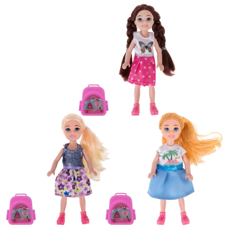 КУКЛА "Alisa Little Love", НАБОР, с портфелем, 14,4 см, АССОРТИ, 3 вида, 1TOY, 6 штук, 666148