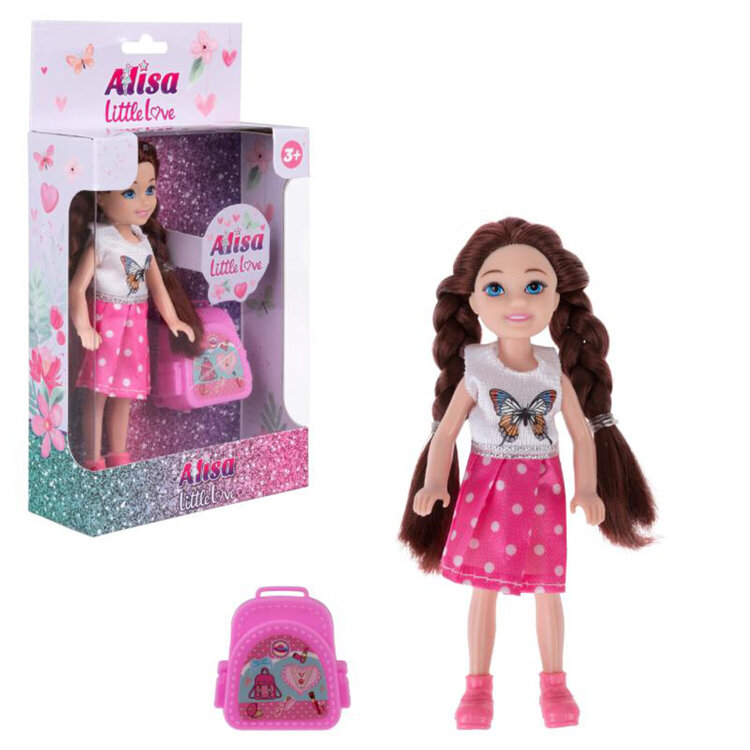 КУКЛА "Alisa Little Love", НАБОР, с портфелем, 14,4 см, АССОРТИ, 3 вида, 1TOY, 6 штук, 666148