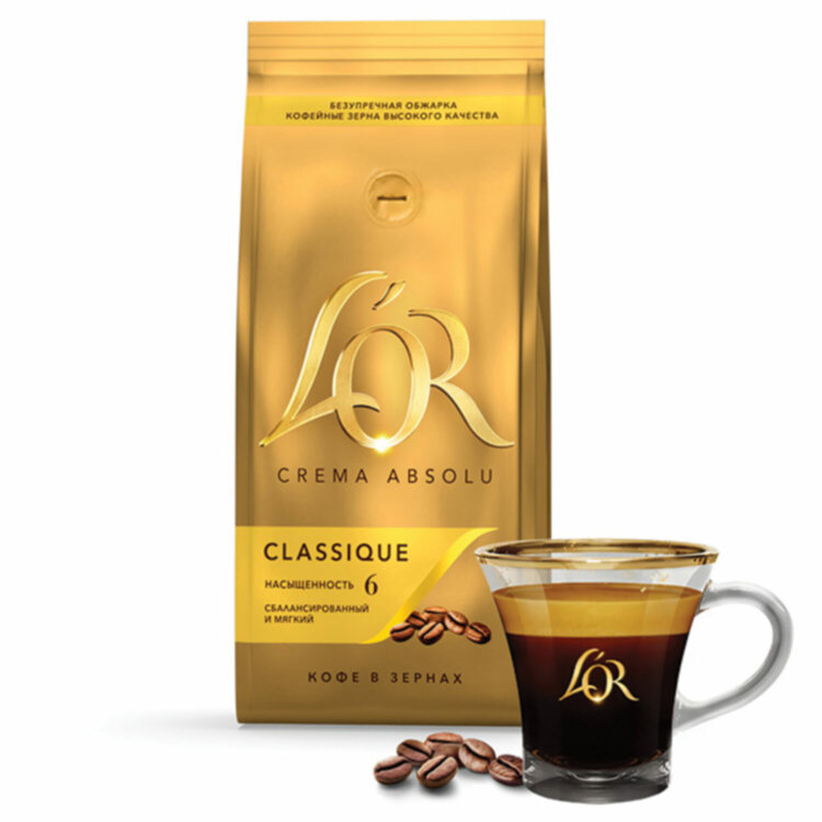 Кофе в зернах L’OR "Crema Absolu Classique" 1 кг, 8051298, 622078