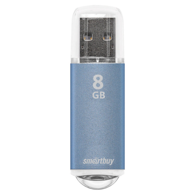 Флеш-диск 8 GB, SMARTBUY V-Cut, USB 2.0, металлический корпус, синий, SB8GBVC-B, 512182
