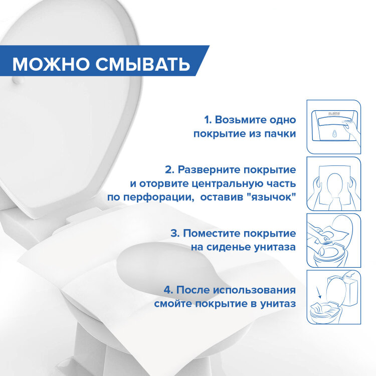 Покрытия на унитаз LAIMA (Система V1), PREMIUM, 1/2 сложения, КОМПЛЕКТ 250 шт., 35х43 см, ТУРЦИЯ, 126099, 126099