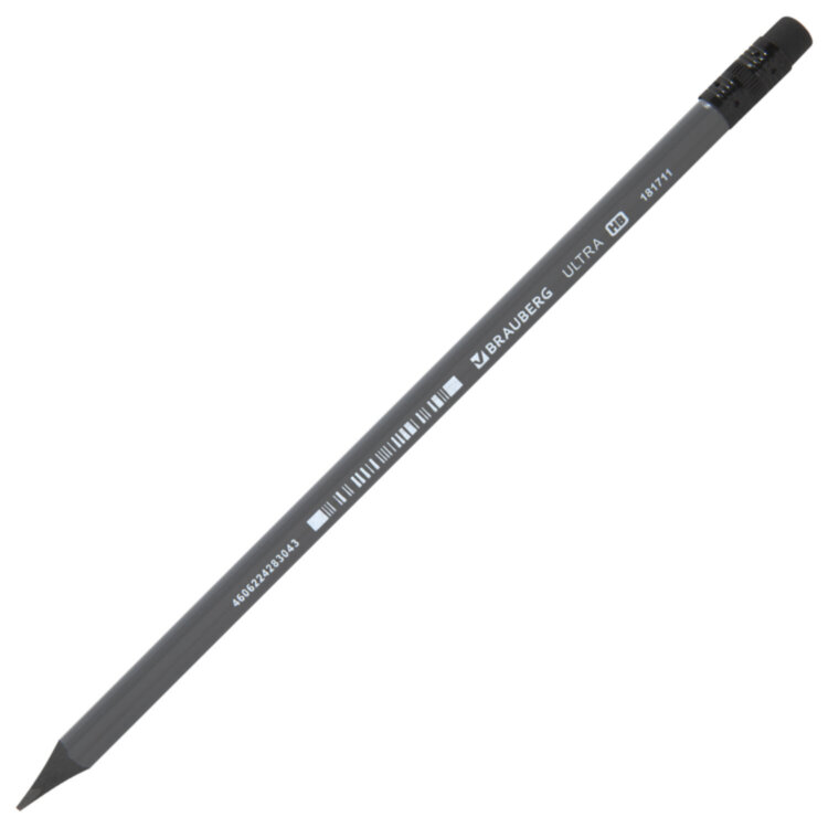 Карандаш чернографитный BRAUBERG "ULTRA", 1 шт., HB, с ластиком, пластиковый, 181711, 72 штук, 181711