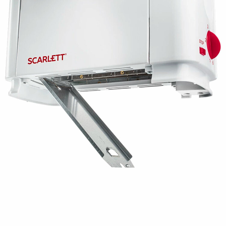 Тостер SCARLETT SC-TM11013, 650 Вт, 2 тоста, 6 режимов, сталь, белый, 453680