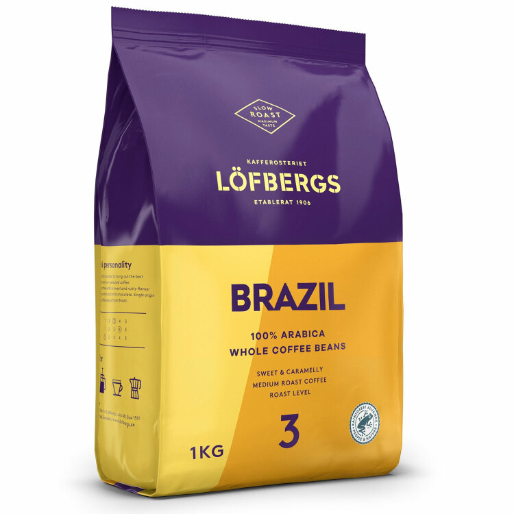 Кофе в зернах LOFBERGS "Brazil", 1 кг, арабика 100%, Швеция, 42672, 623757