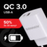Зарядное устройство быстрое сетевое (220 В) SONNEN, USB QC 3.0 + Type-C PD 20 Вт, 3 А, белое, 455505, 455505