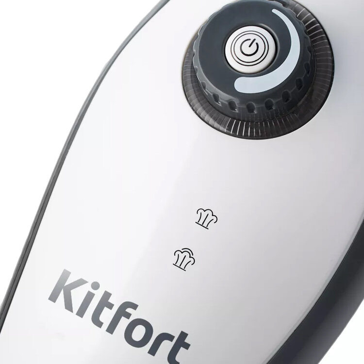 Паровая швабра KITFORT KT-1008, 1500 Вт, 1 бар, объем 0,37 л, белая/серая, КТ-1008, 455973
