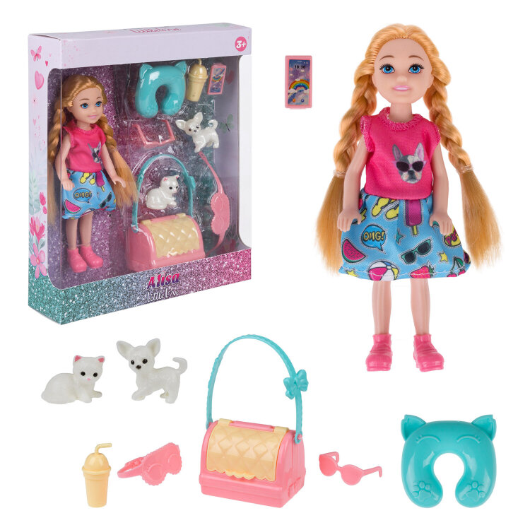 КУКЛА "Alisa Little Love", НАБОР, 2 питомца + 6 аксессуаров, 14,4 см, АССОРТИ, 2 вида, 1TOY, 6 шт., 666151