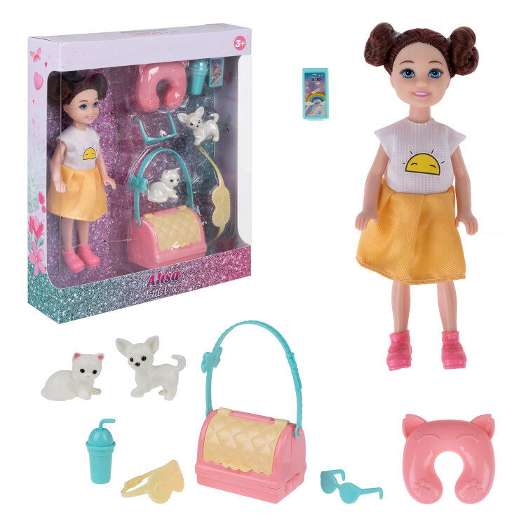 КУКЛА "Alisa Little Love", НАБОР, 2 питомца + 6 аксессуаров, 14,4 см, АССОРТИ, 2 вида, 1TOY, 6 шт., 666151