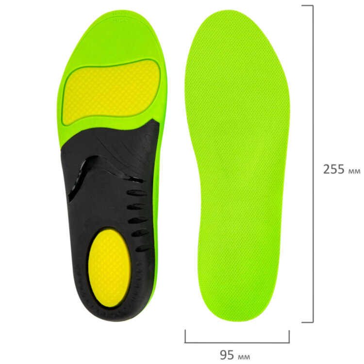 Стельки для кроссовок СПОРТИВНЫЕ КАРКАСНЫЕ, материал PU PRO SPORT, размер RU 38-39 / EU 39-40, с линиями выреза, SHEGRA (ШЕГРА), 700766, 700766