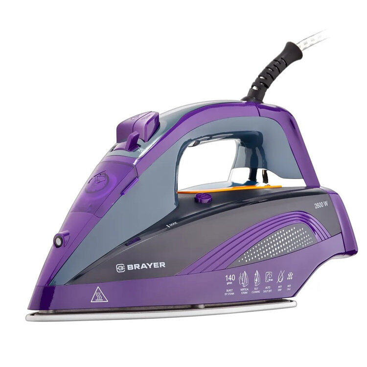 Утюг BRAYER BR4001, OneTemp, 2600 Вт, керамическое покрытие, самоочистка, антикапля, автоотключение, антинакипь, 456107
