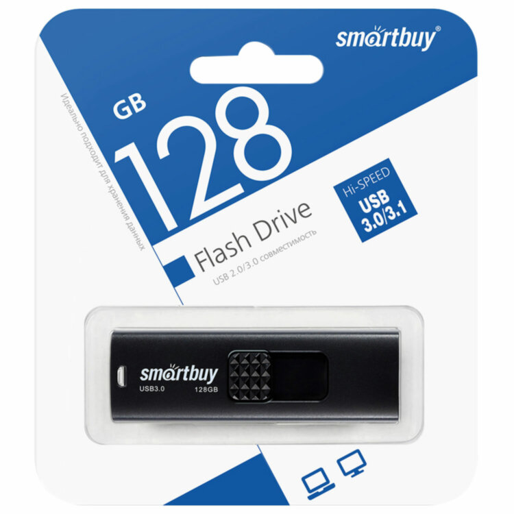 Флеш-диск 128 GB SMARTBUY Fashion USB 3.0, черный, SB128GB3FSK, 513916