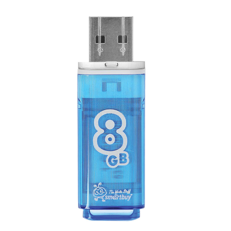 Флеш-диск 8 GB, SMARTBUY Glossy, USB 2.0, синий, SB8GBGS-B, 512178
