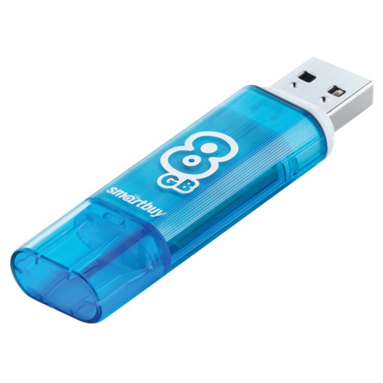 Флеш-диск 8 GB, SMARTBUY Glossy, USB 2.0, синий, SB8GBGS-B, 512178