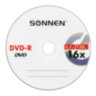 Диск DVD-R SONNEN, 4,7 Gb, 16x, Slim Case (1 штука), 512575, 15 шт., 512575
