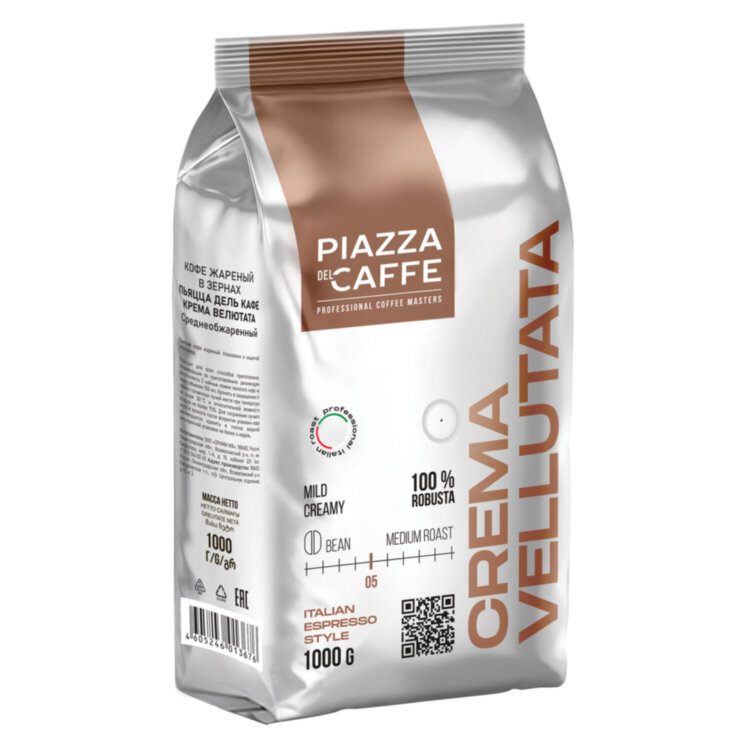 Кофе в зернах PIAZZA DEL CAFFE "Crema Vellutata" 1 кг, 1367-06, 621981