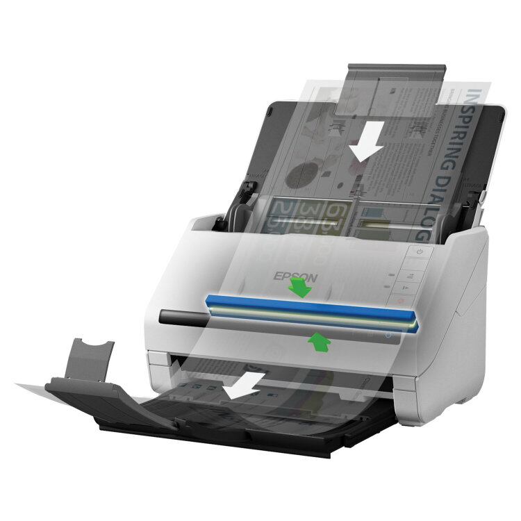 Сканер потоковый EPSON WorkForce DS-530II А4, 35 стр./мин, 1200x1200, ДАПД, B11B261401, 354774