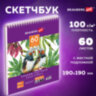 Скетчбук, белая бумага 100 г/м2, 190х190 мм, 60 л., гребень, жёсткая подложка, BRAUBERG ART DEBUT, 110998, 110998