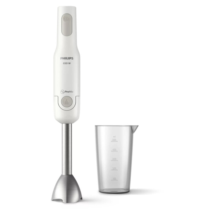Блендер погружной PHILIPS HR2534/00, 650 Вт, 1 скорость, 1 насадка, стакан, белый, 456935