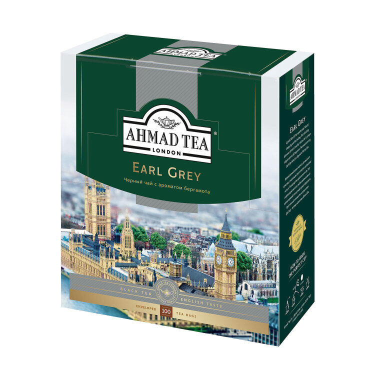 Чай AHMAD "Earl Grey" черный с ароматом бергамота,100 пакетиков в конвертах по 2 г, 595i-08, 620024