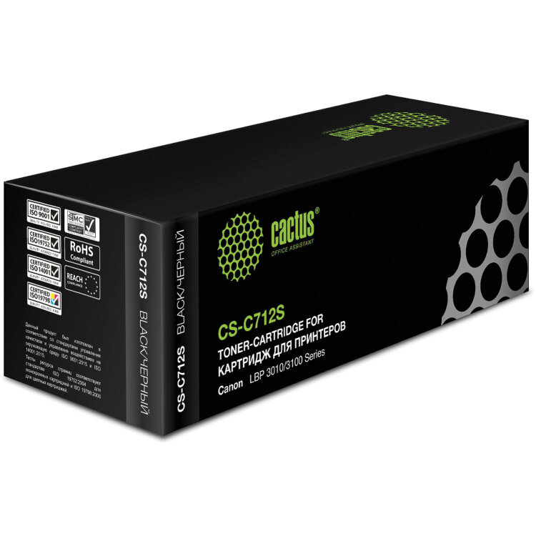 Картридж лазерный CACTUS (CS-C712S) для CANON LBP-3010/3100, ресурс 1500 страниц, 361991