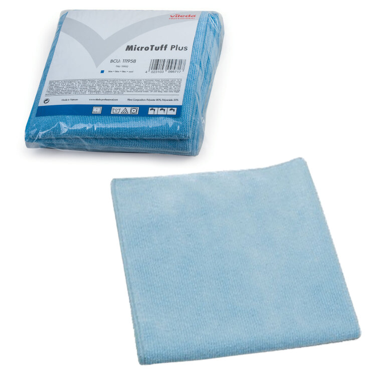 Салфетка VILEDA "МикроТаффПлюс", КОМПЛЕКТ 5 шт., микрофибра, голубые, 38х38 см, 340 г/м2, 111958, 602091