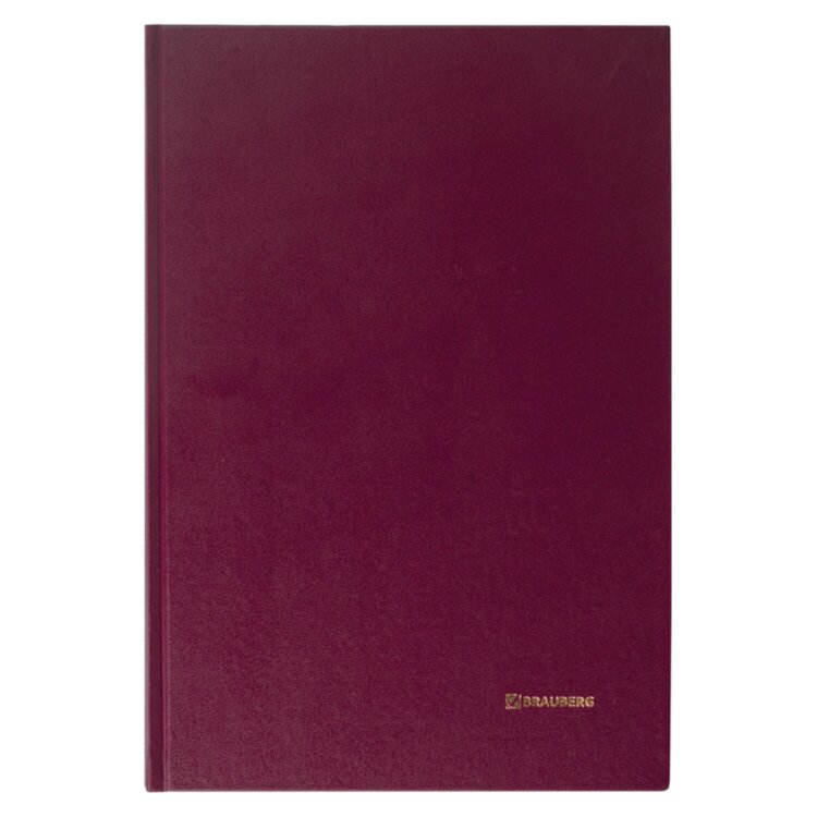 Книга учета 96 л., клетка, твердая, бумвинил, блок офсет, А4 200х290 мм, BRAUBERG, бордовая, 130224, 130224
