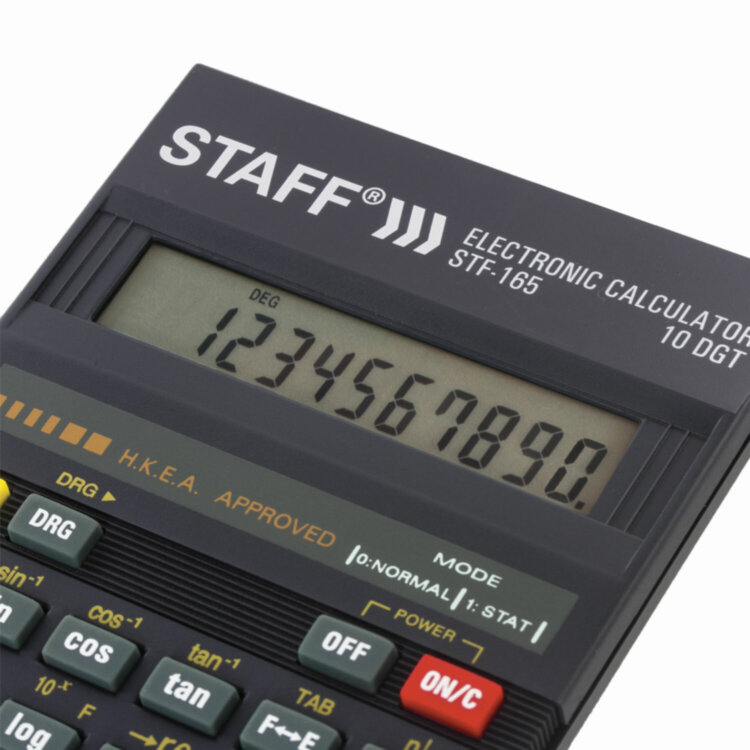 Калькулятор инженерный STAFF STF-165 (143х78 мм), 128 функций, 10 разрядов, 250122, 250122